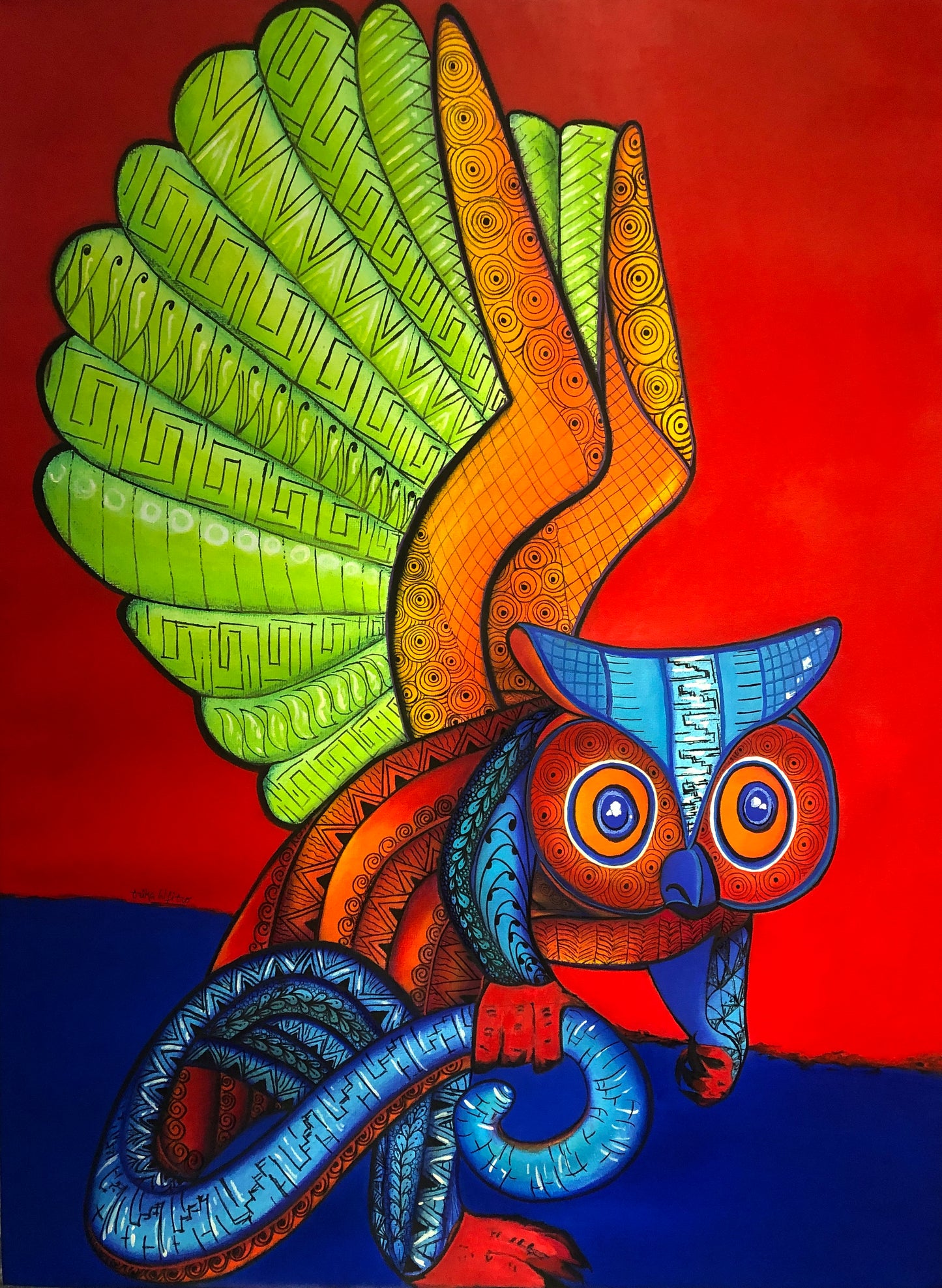 Alebrije, Mochuelo de Atenea / azul